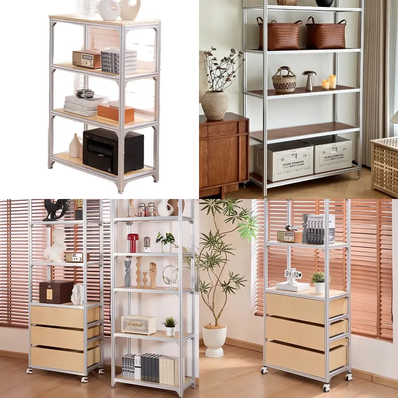 Storage & Organization - Maßgefertigtes Aluminium-DIY-Mehrschichtiges Bodenregal mit Ozeanpaneel-Display und