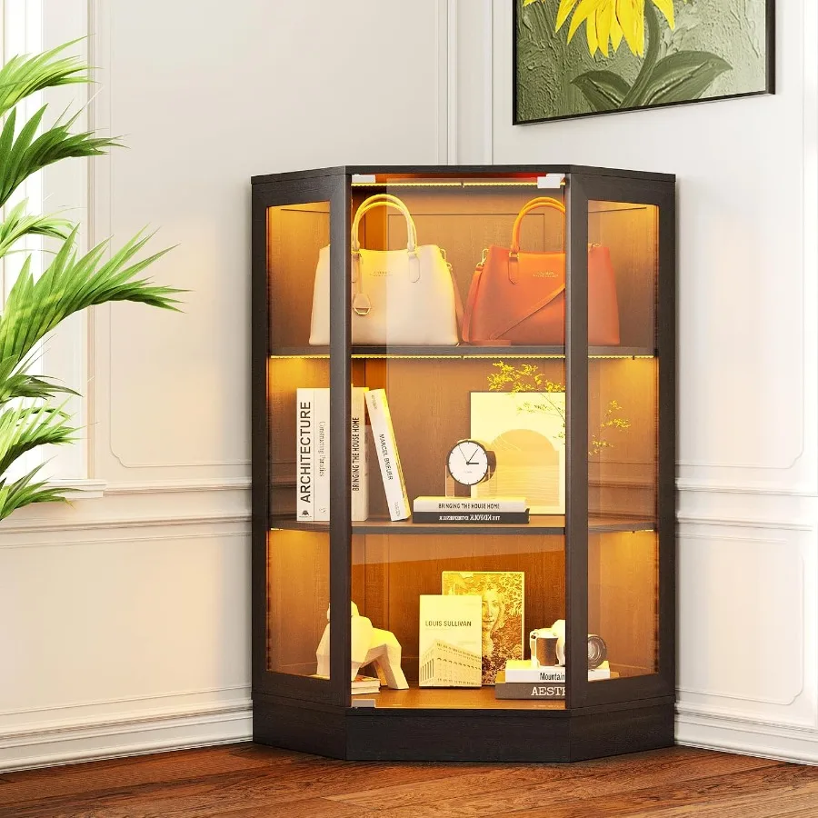 Lighting - Eckvitrine mit Glastüren für das Wohnzimmer,