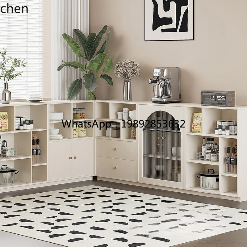 Storage & Organization - i7 Cremefarbener Windschrank Kombinations-Mahlzeiten-Sideboard Küchenschrank Tee-Kaffee-Beistellschrank