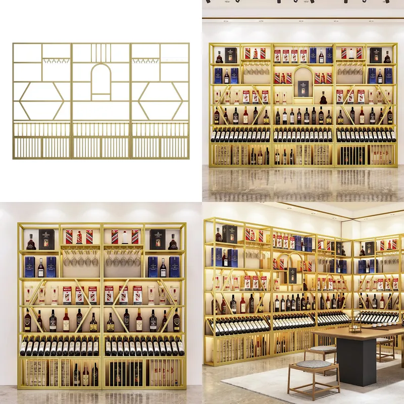 Storage & Organization - Modernes schmiedeeisernes Weinregal vom Boden bis